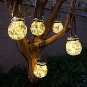 1 Piece Clear Crackle Glass Wishing Jar LED Hanging Light Modern Solar Pendant Light