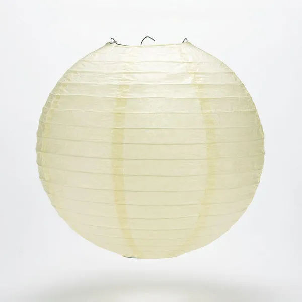 10" Ivory Round Paper Lantern, Even Ribbing, Chinese Hanging Wedding & Party Decoration