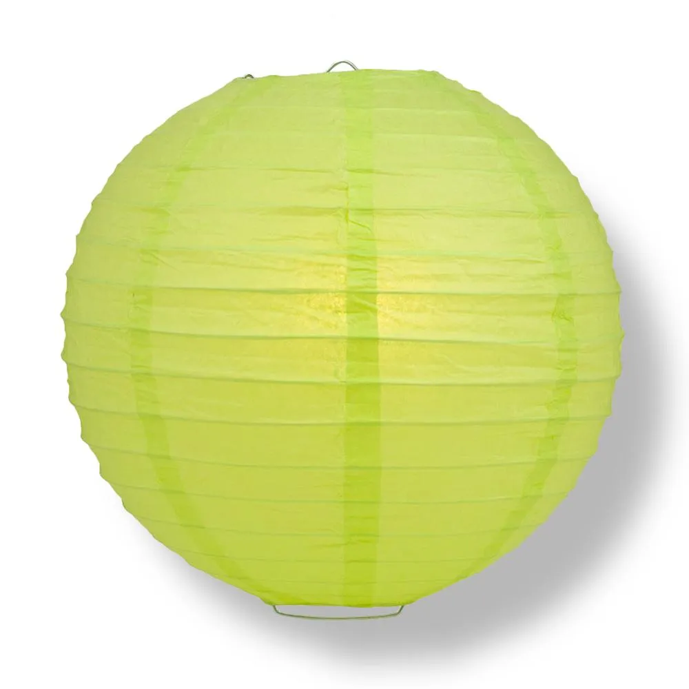 10" Light Lime Green Round Paper Lantern, Even Ribbing, Chinese Hanging Wedding & Party Decoration