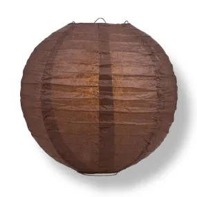 12" Brown Round Paper Lantern, Even Ribbing, Chinese Hanging Wedding & Party Decoration