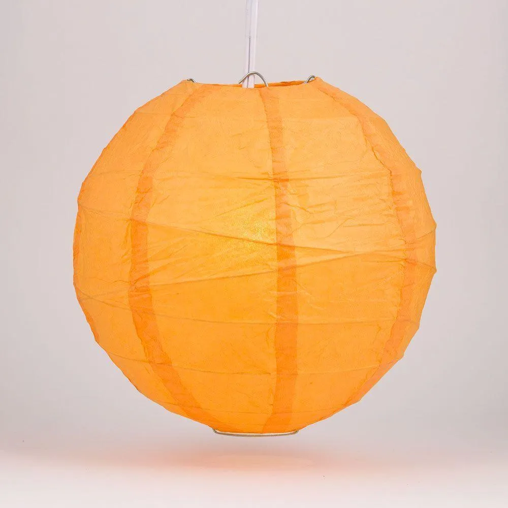 12" Orange Round Paper Lantern, Crisscross Ribbing, Chinese Hanging Wedding & Party Decoration