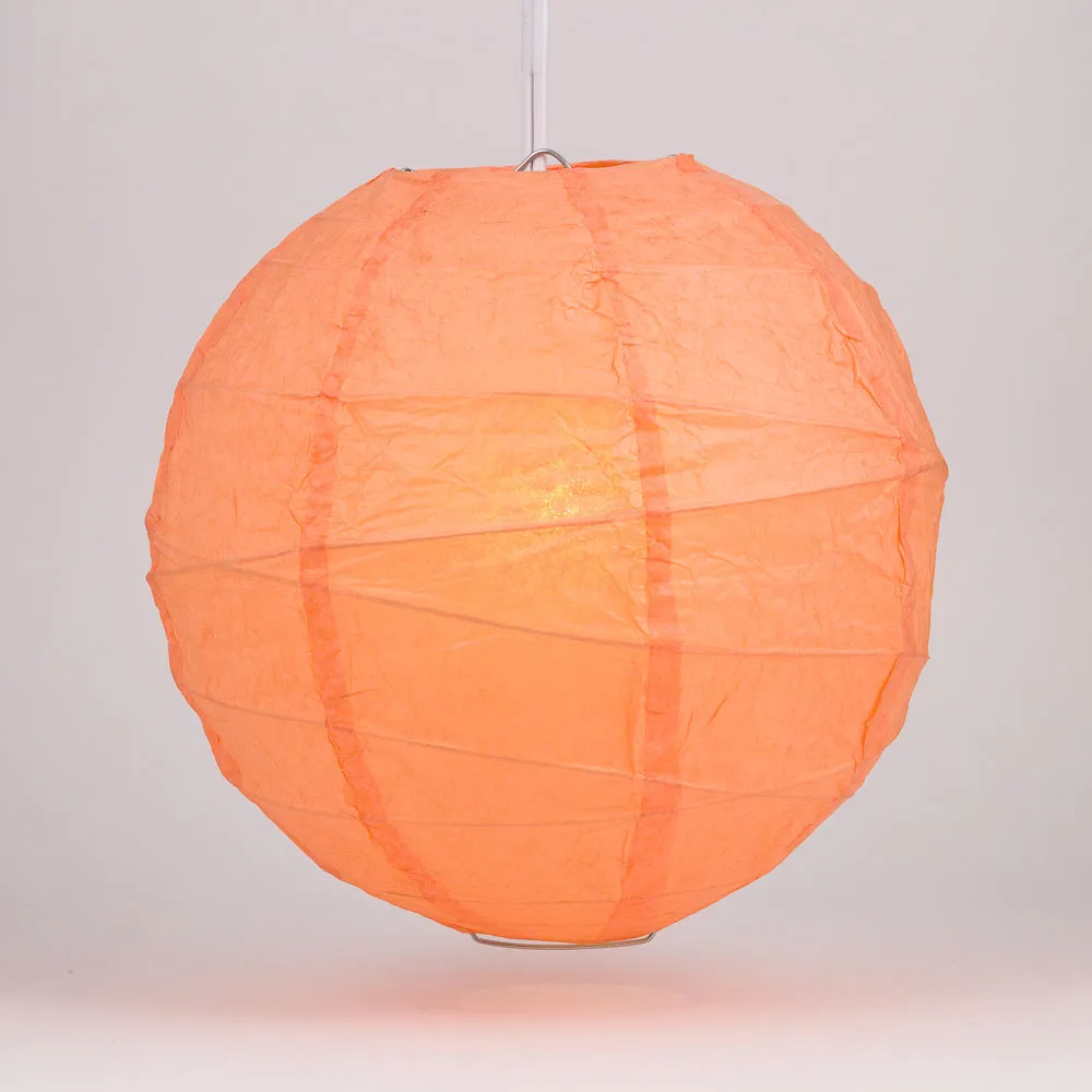 12" Peach / Orange Coral Round Paper Lantern, Crisscross Ribbing, Chinese Hanging Wedding & Party Decoration