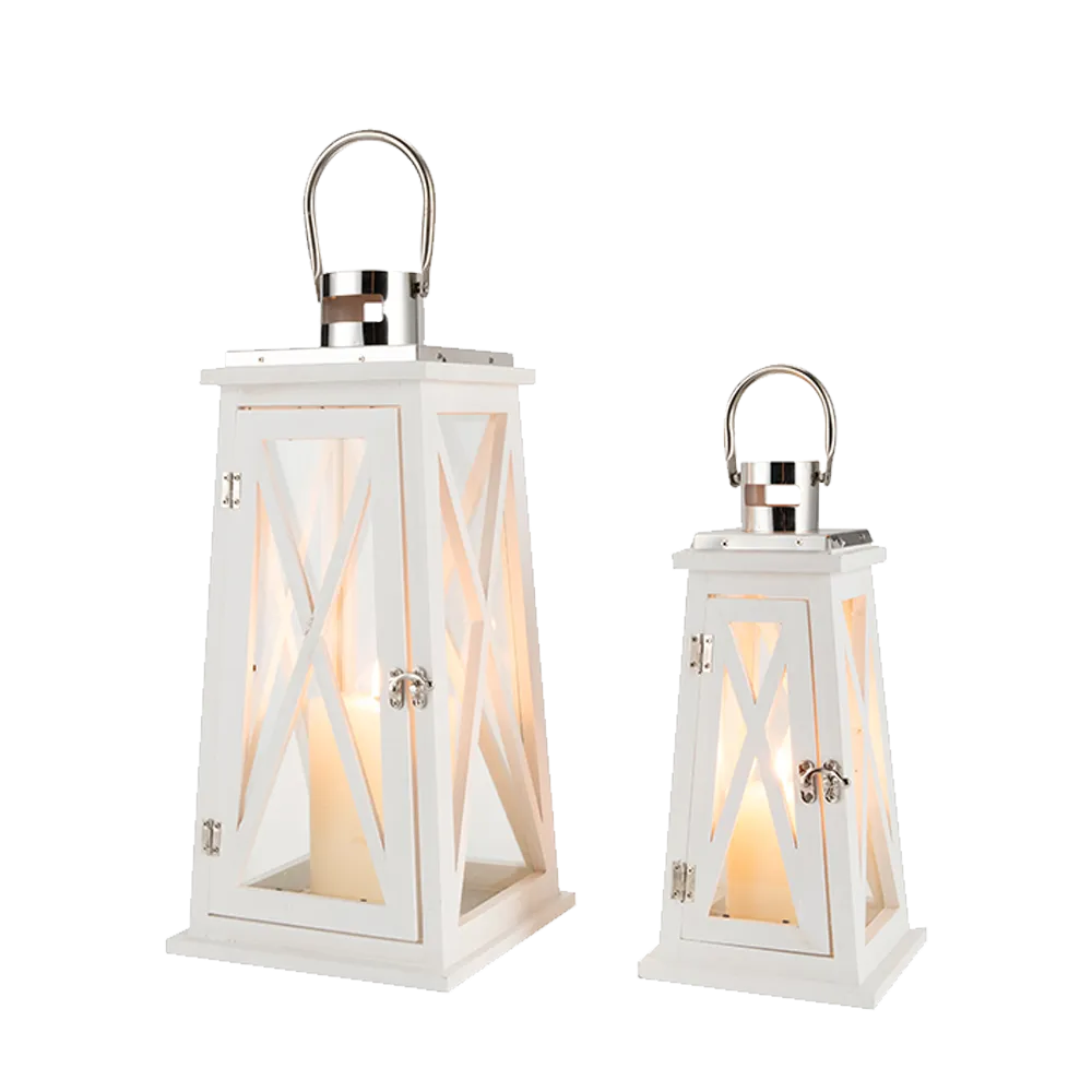 15.5''&22'' H Metal Decorative Candle Holders Rustic Hanging Lantern(Set of 2)