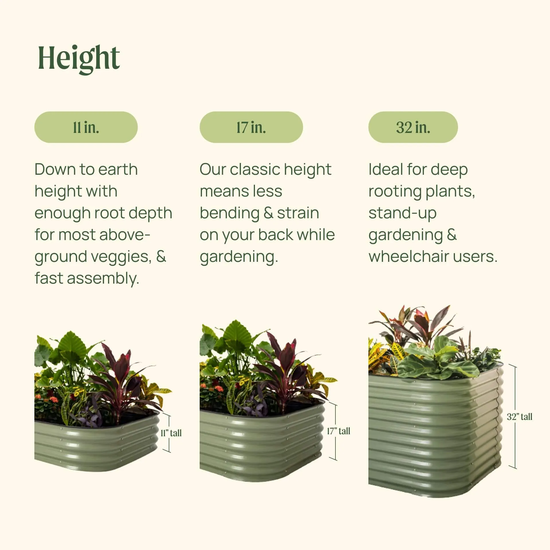 17" Tall U-Shaped Raised Garden Bed Kit - Large Size