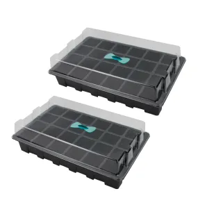 2 Pack 24 Cell Garden Propagator with Drainage Holes