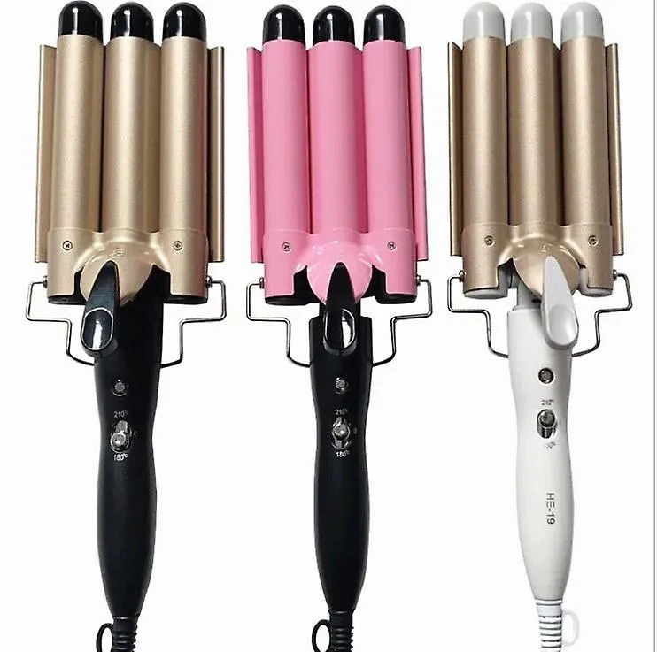 20mm gold Three-tube curling iron water ripple Hair Curler large Curling Iron Large Wave Ceramic Wide Hair Crimpers AZ167