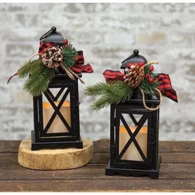 2/Set, Metal Holiday LED Timer Lantern, Christmas Decor