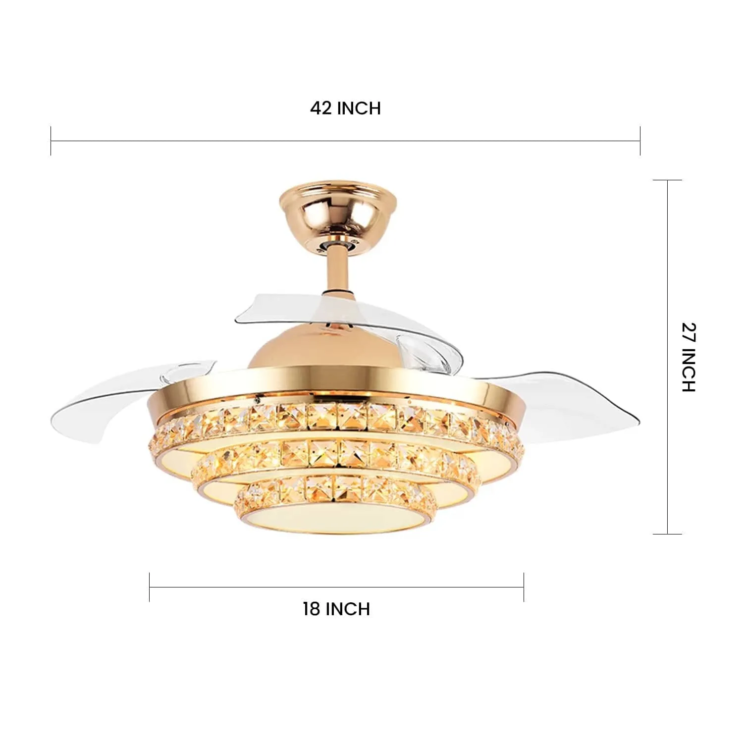 3 Layer Crystal Chandelier Ceiling Fan with Remote Control