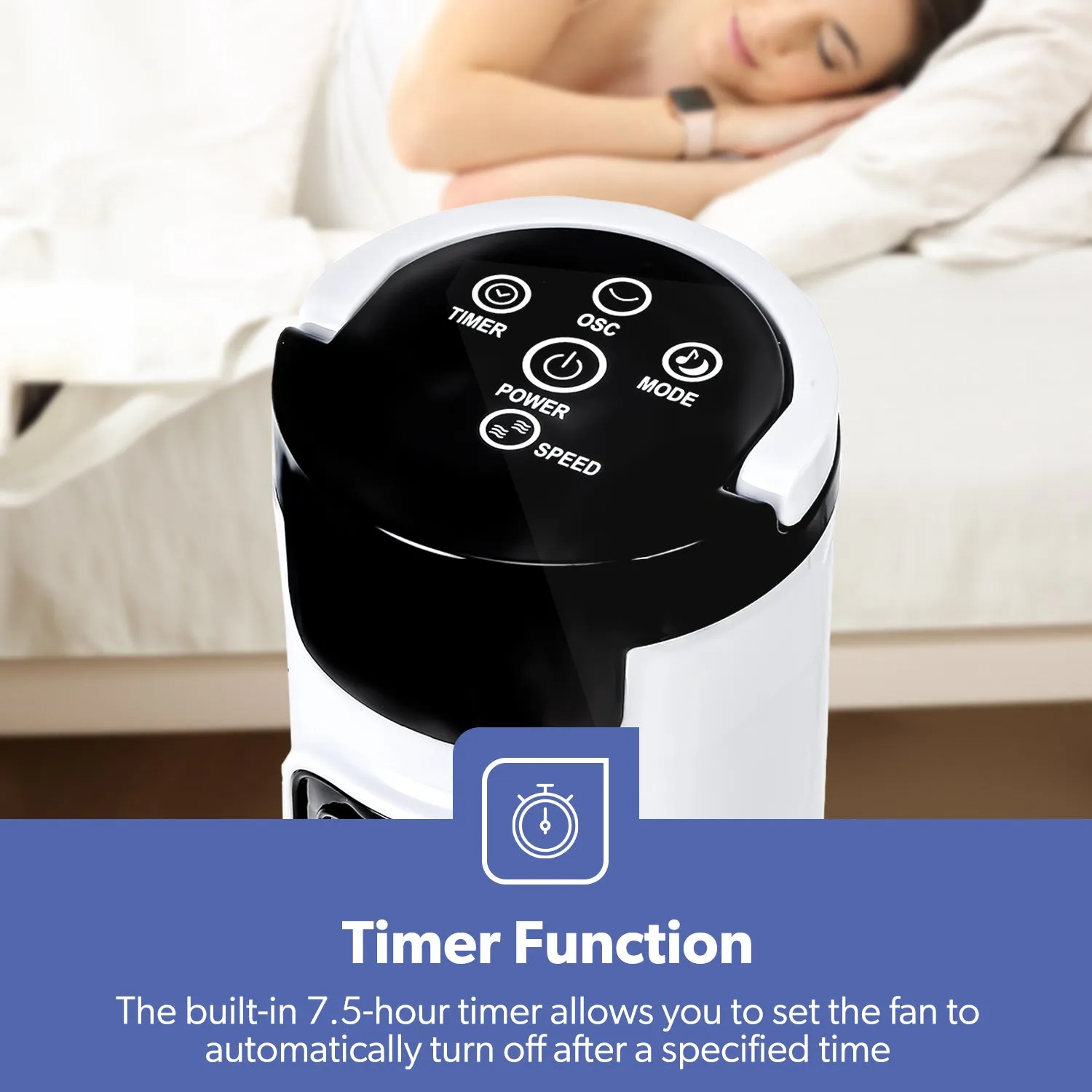 30W Three-Speed Remote Controlled Mini Tower Fan