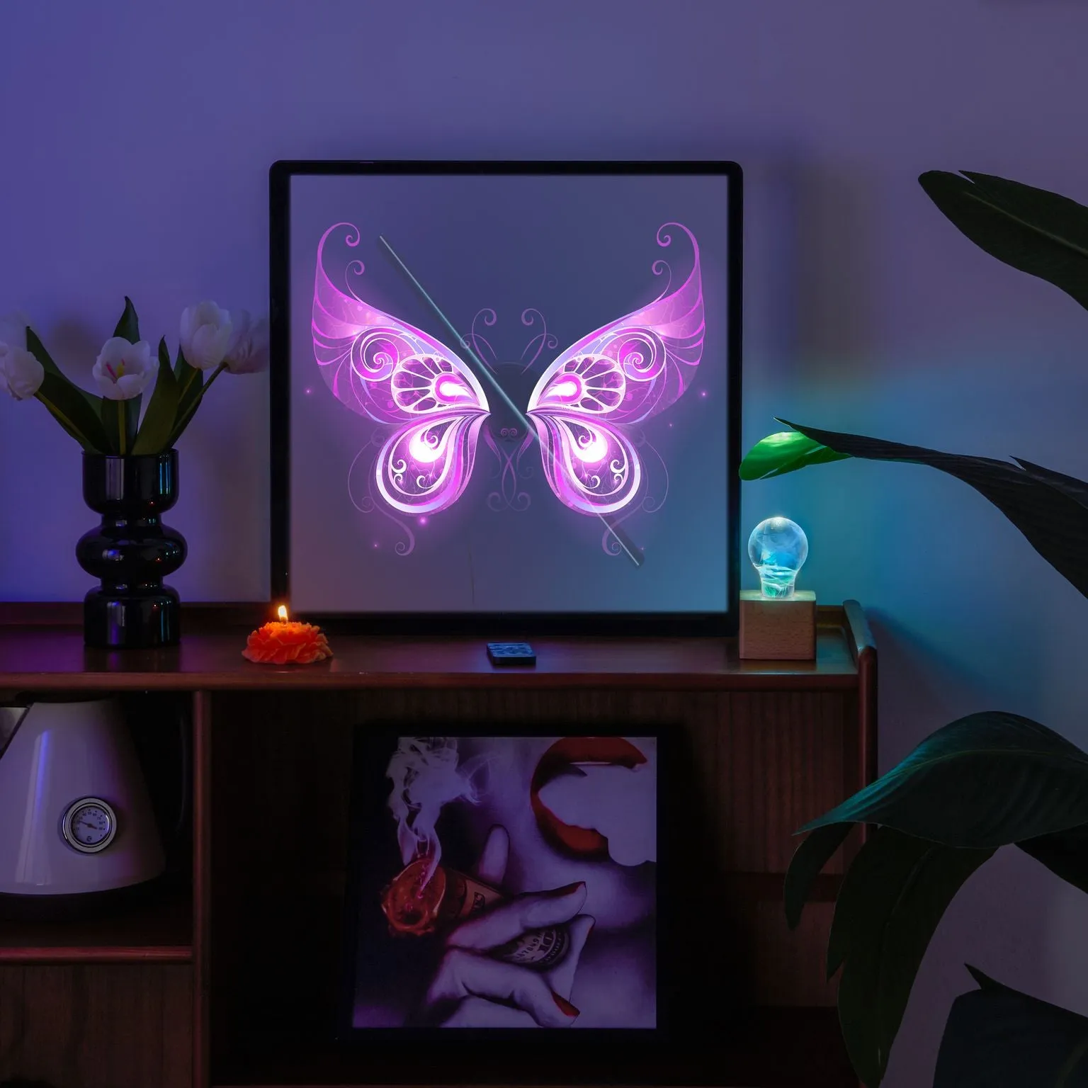 3D Hologram LED Fan With Frame Supports APP & Bluetooth Connectivity