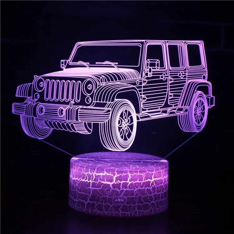 3D Night Light Cool Bulldozer Truck Excavator Car Tractor Vehicle LED Night Lamp for Kids Table Decorative Lamp