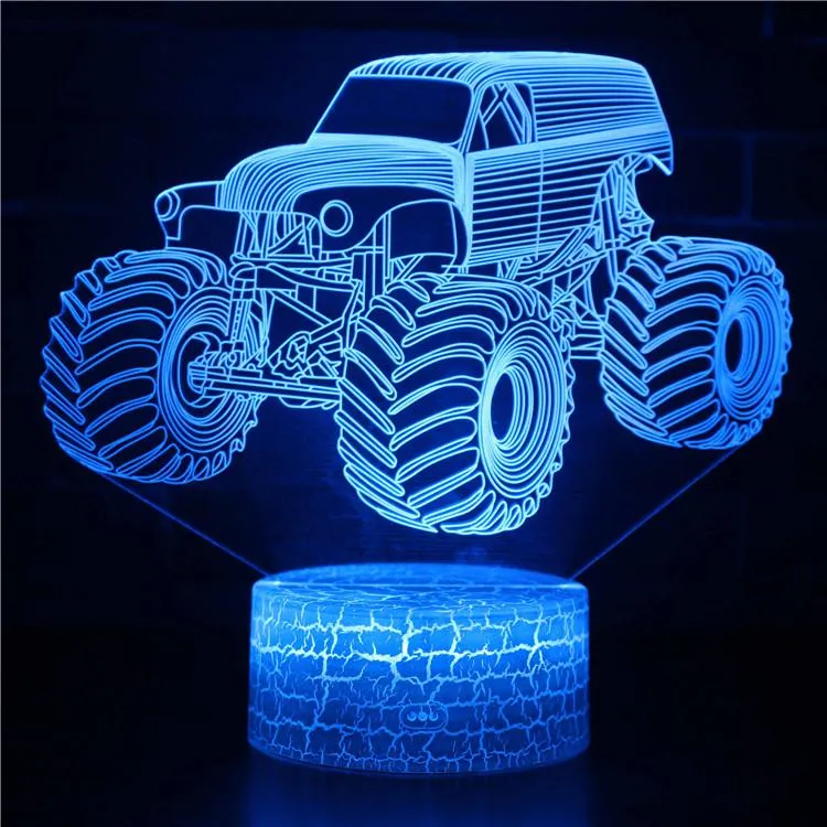 3D Night Light Cool Bulldozer Truck Excavator Car Tractor Vehicle LED Night Lamp for Kids Table Decorative Lamp