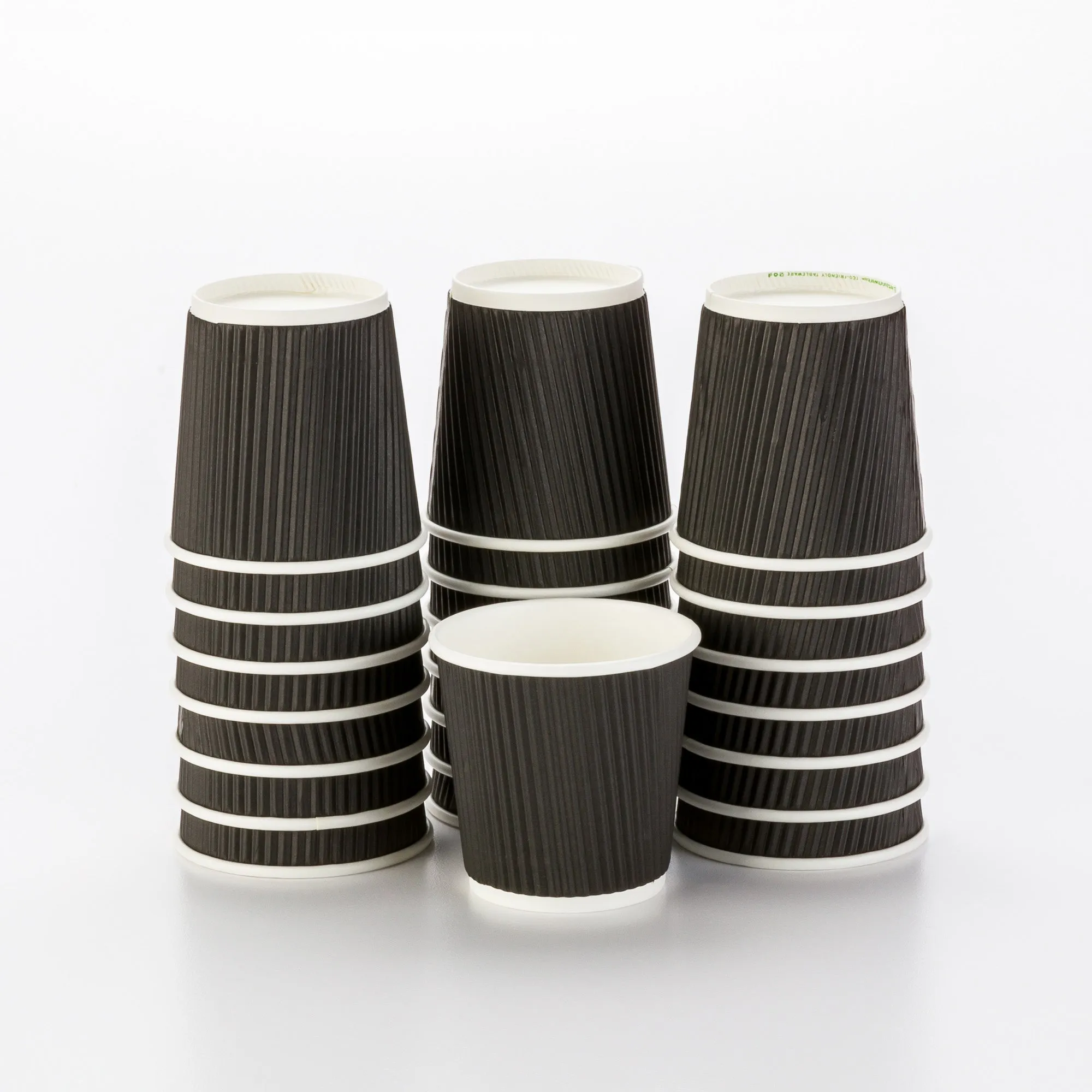 4 oz Black Paper Coffee Cup - Ripple Wall - 2 1/2" x 2 1/2" x 2 1/4" - 25 count box