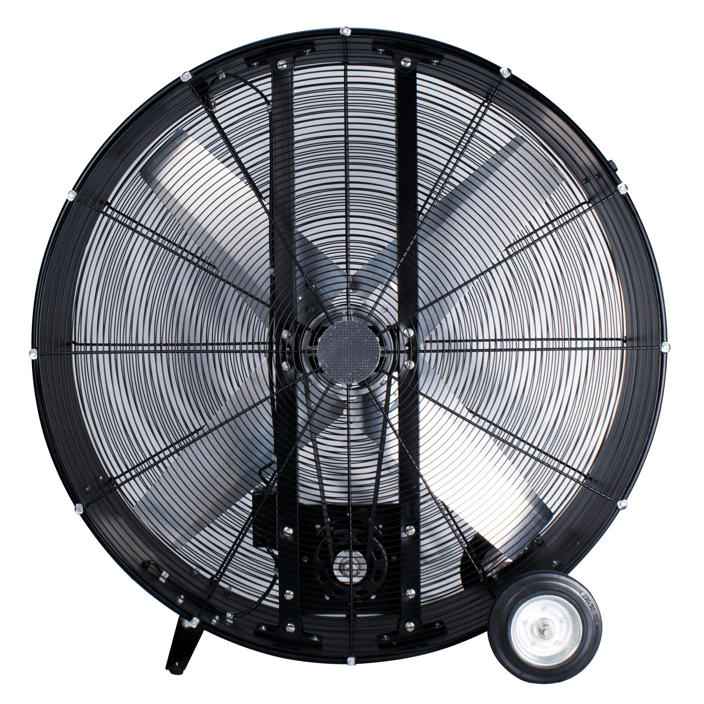 42” High-Velocity Belt Drive Drum Fan with Industrial-Grade Aluminum Blades,  All-Metal Construction, 8” Wheels