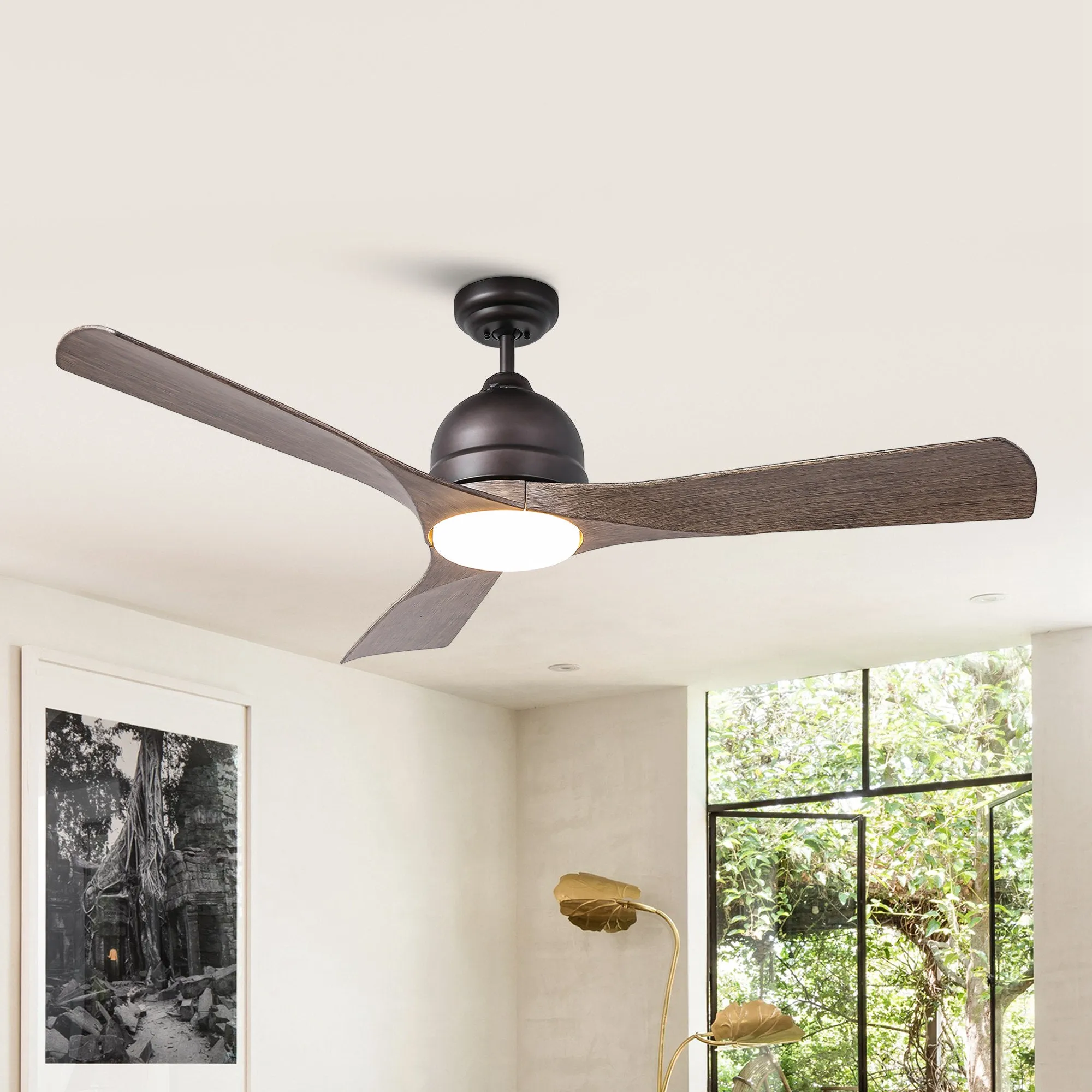 54" Industrial 3 Blades LED Ceiling Fan with Remote Control