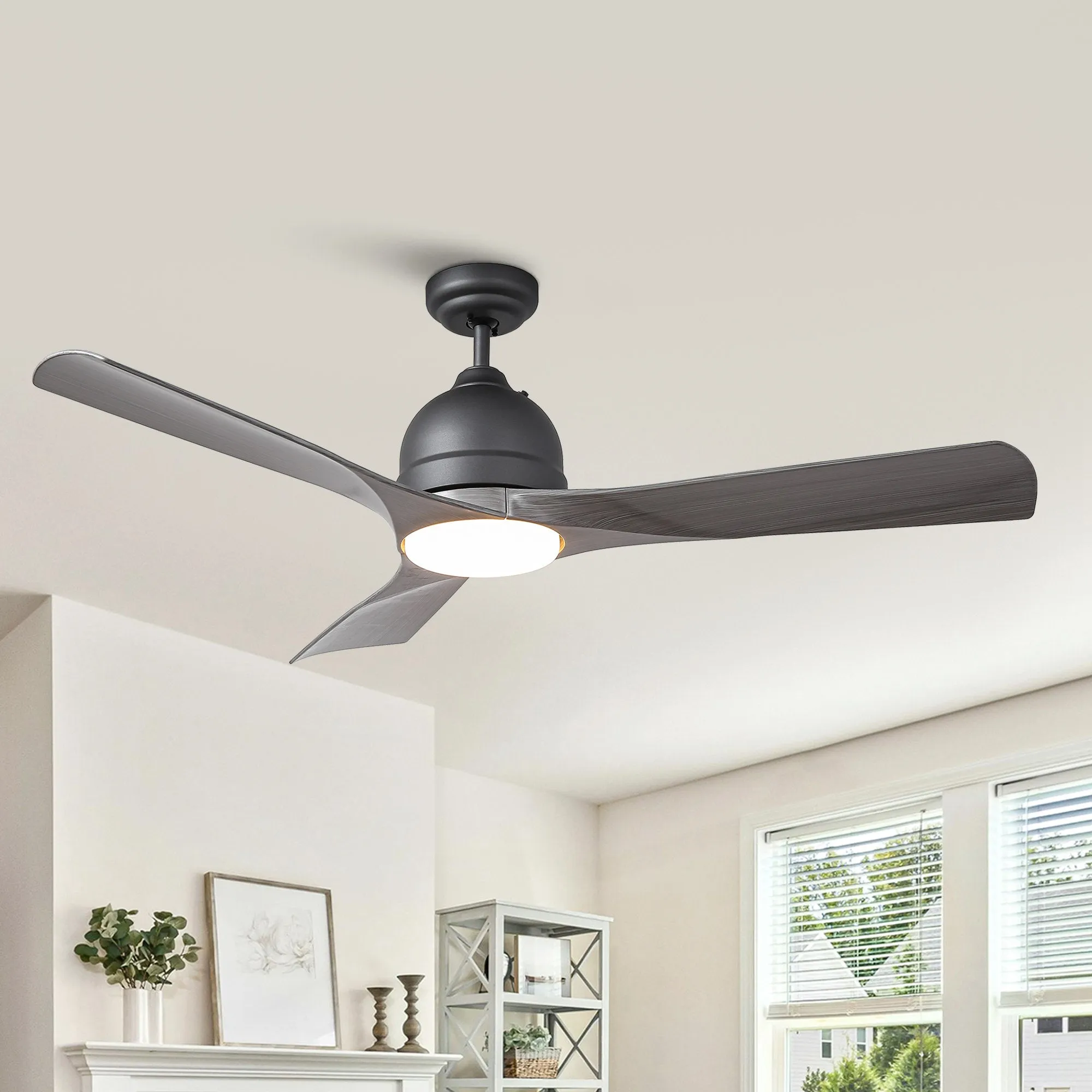 54" Industrial 3 Blades LED Ceiling Fan with Remote Control