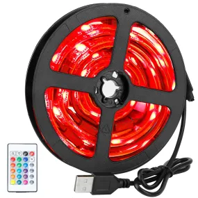 6.56ft LED Backlight Strip - Waterproof RGB Strip Light - 16 Colors - 40-60" TV - USB Monitor Lighting Kit - Remote Included