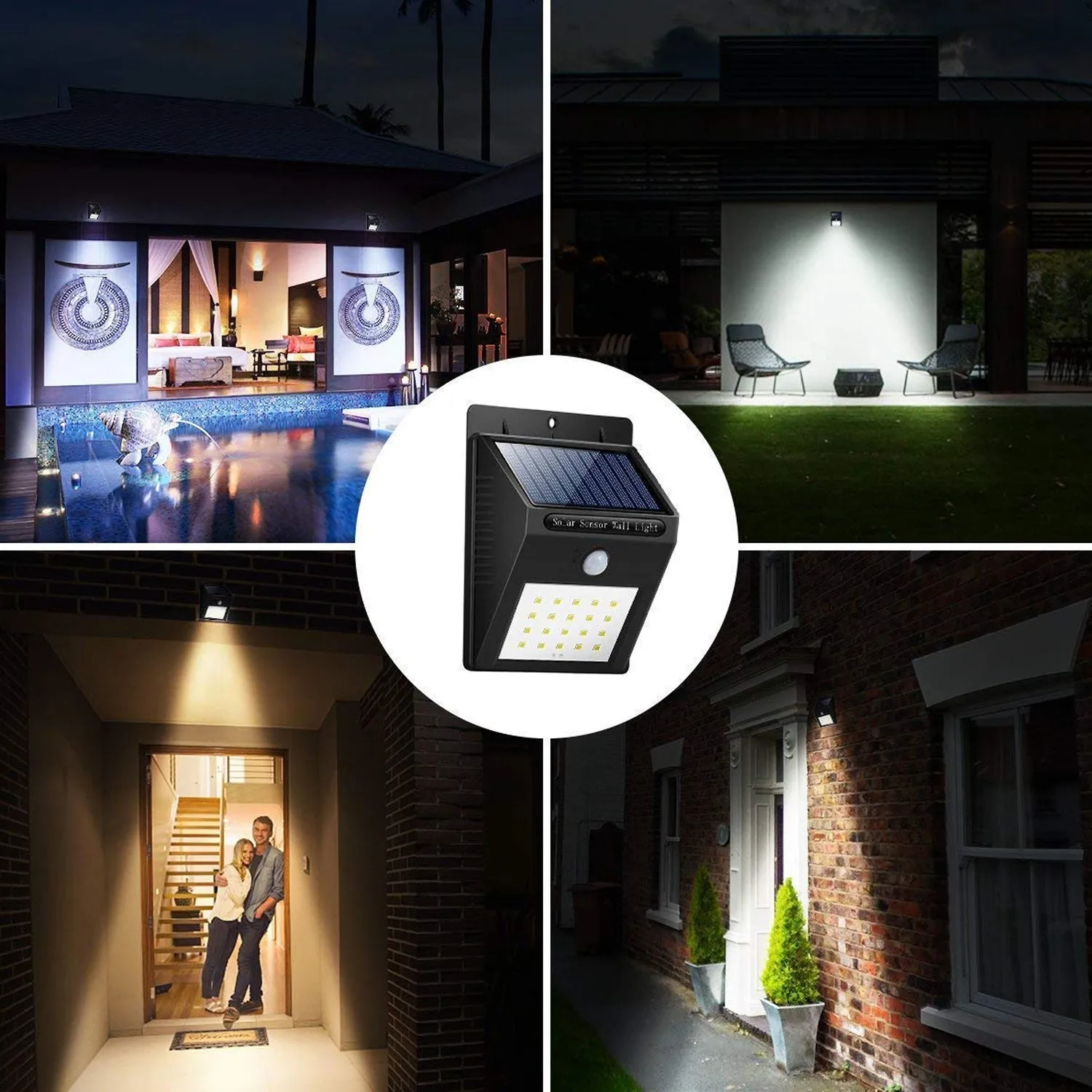 6608 White Solar Wireless Security Motion Sensor LED Night Light for Home Outdoor / Garden Wall.