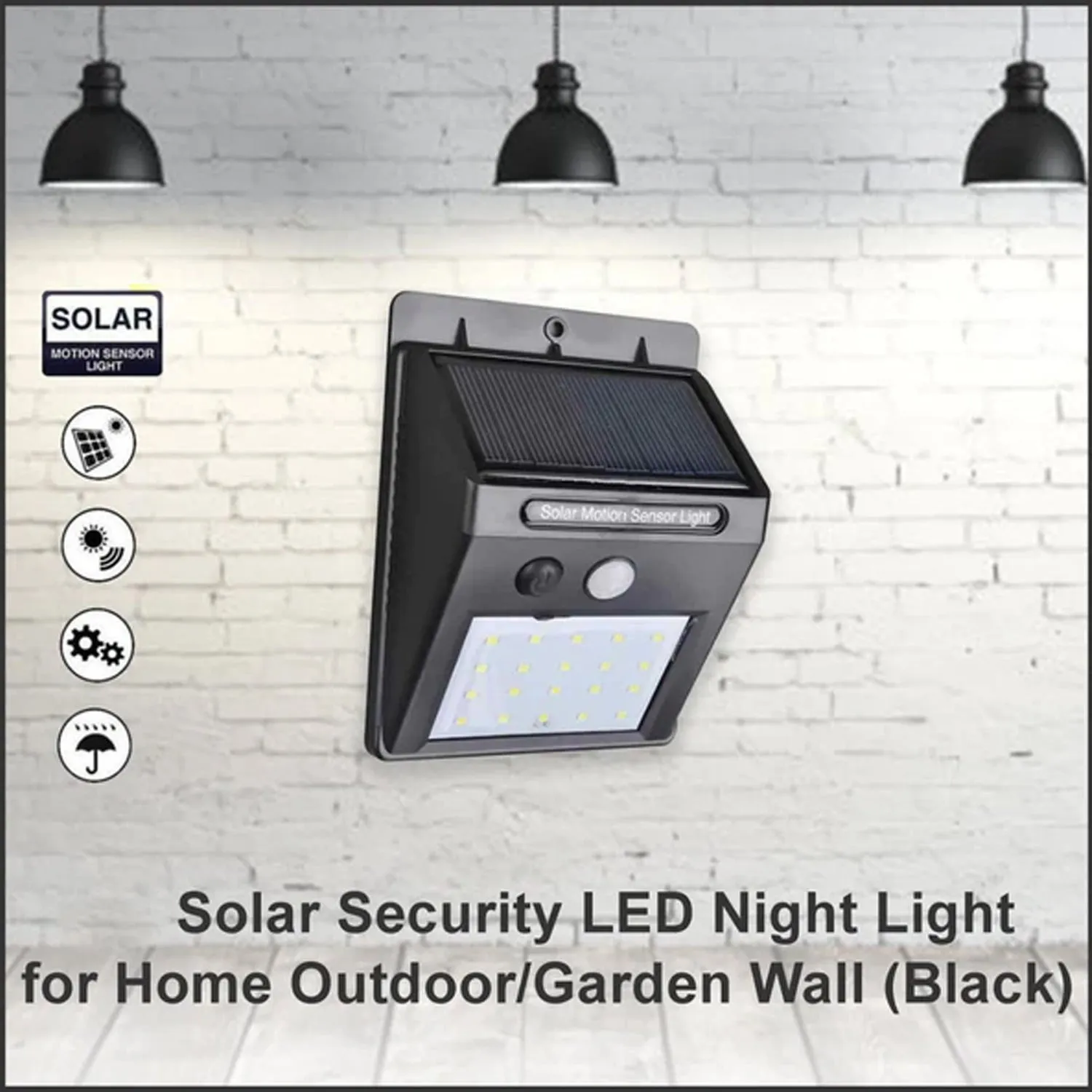 6608 White Solar Wireless Security Motion Sensor LED Night Light for Home Outdoor / Garden Wall.