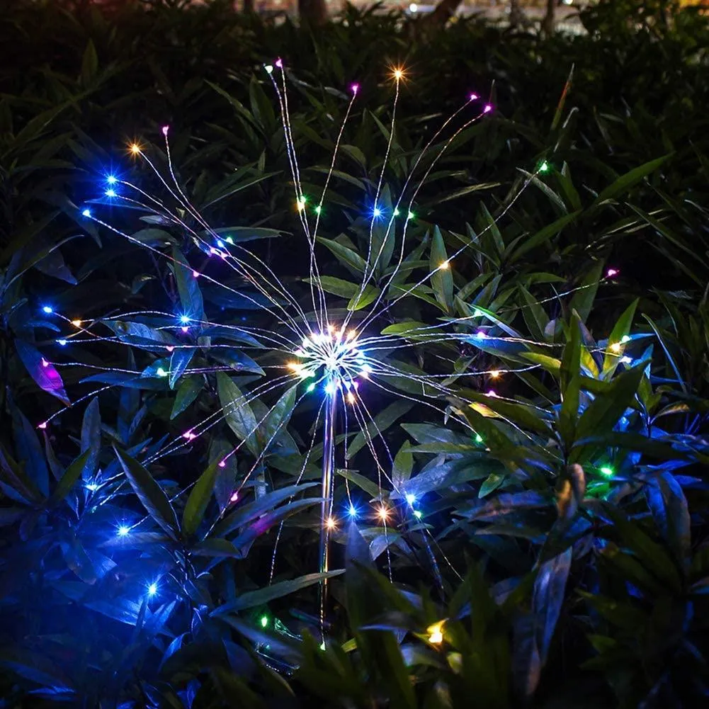 90 LED Starburst Solar Powered Stake Lights - Multicolour