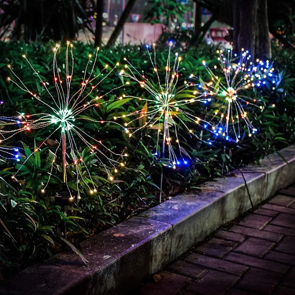 90 LED Starburst Solar Powered Stake Lights - Multicolour