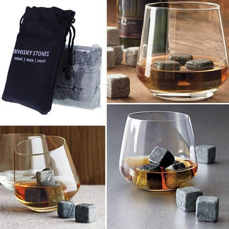 9pcs/set Natural Whiskey Stones Home Bar Tools