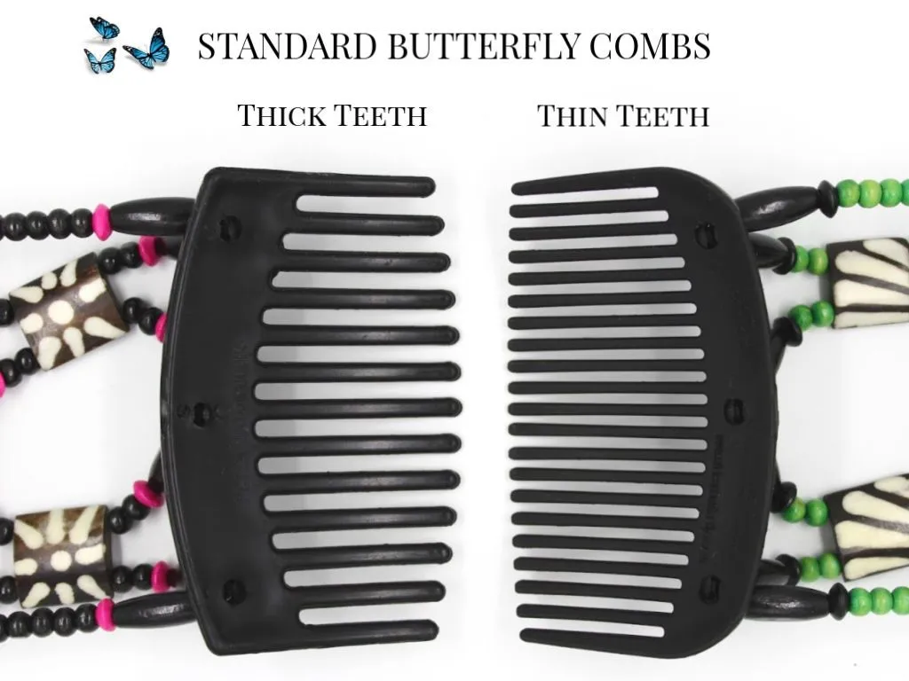 African Butterfly Thick Hair Comb - Beada Brown 173