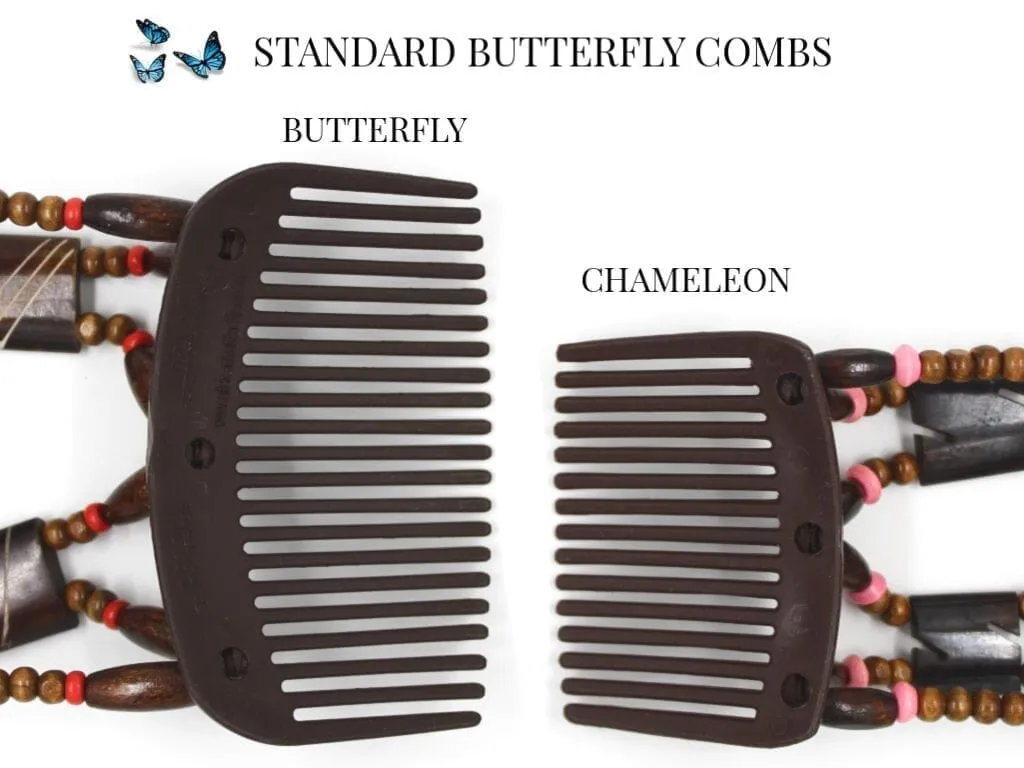 African Butterfly Thick Hair Comb - Beada Tube Clear 61