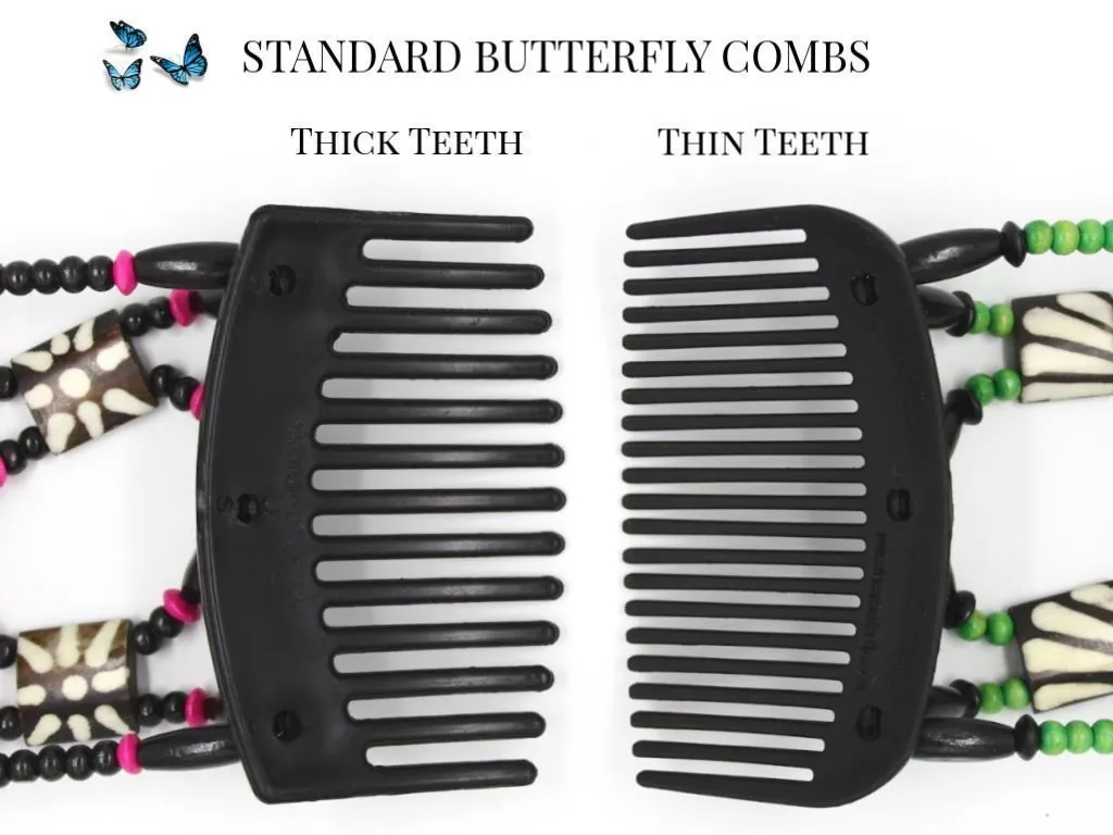 African Butterfly Thick Hair Comb - Ndalena Black 92