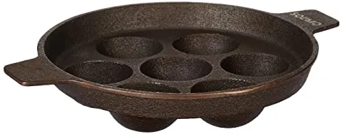 Amazon Brand - Solimo Pre-Seasoned Cast Iron Paniyarkal 7 Hole