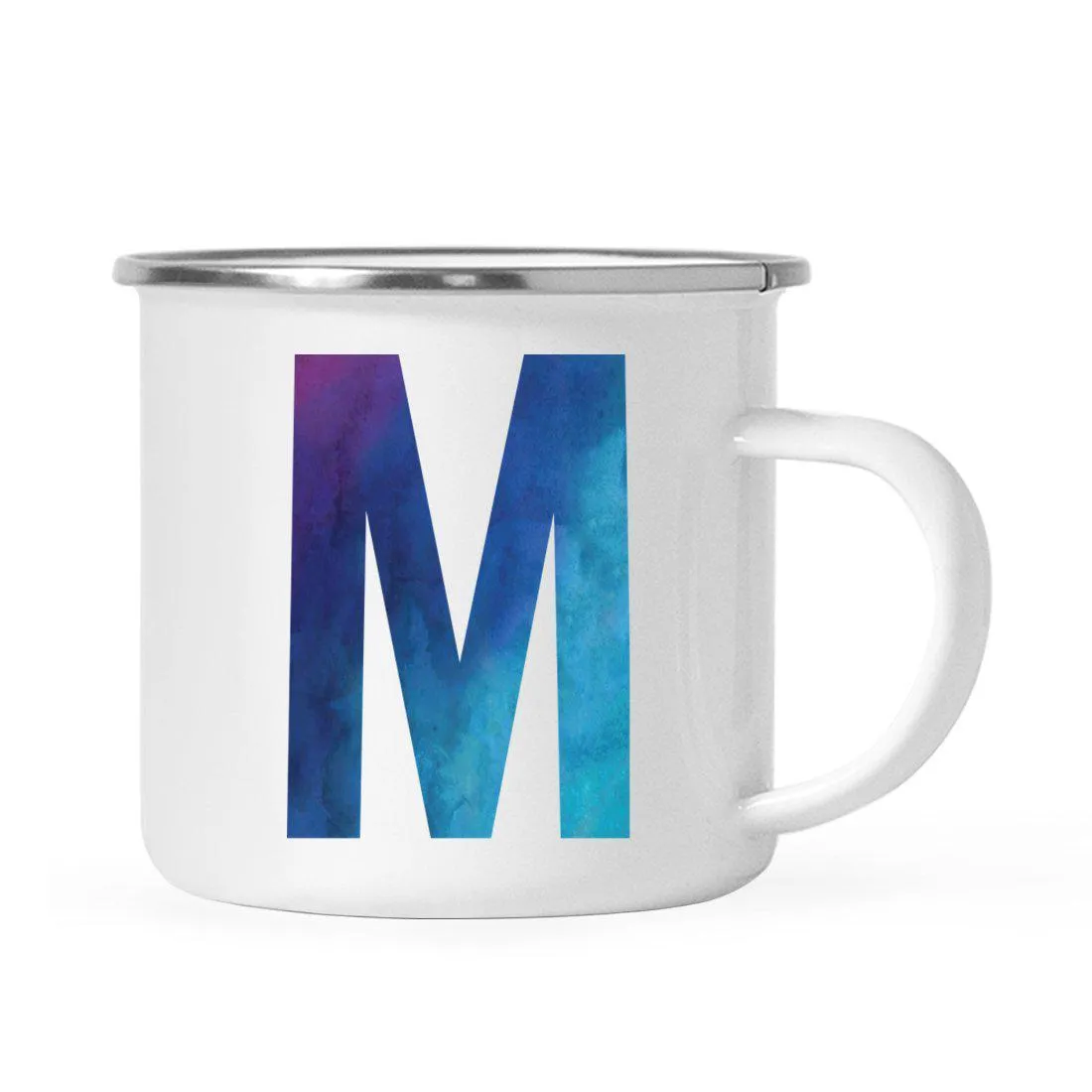 Andaz Press 11oz Blue Purple Watercolor Monogram Campfire Coffee Mug