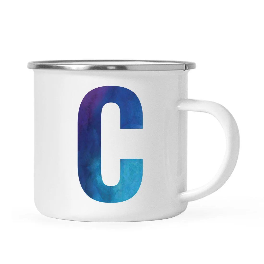 Andaz Press 11oz Blue Purple Watercolor Monogram Campfire Coffee Mug