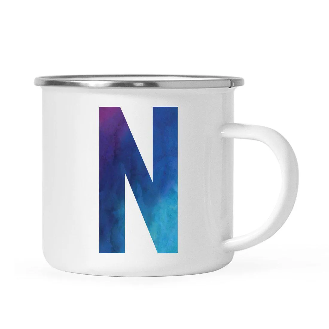 Andaz Press 11oz Blue Purple Watercolor Monogram Campfire Coffee Mug