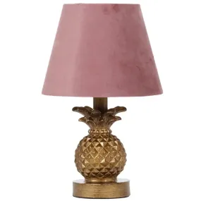 Antique Gold Pineapple Lamp With Rose Shade 34cm