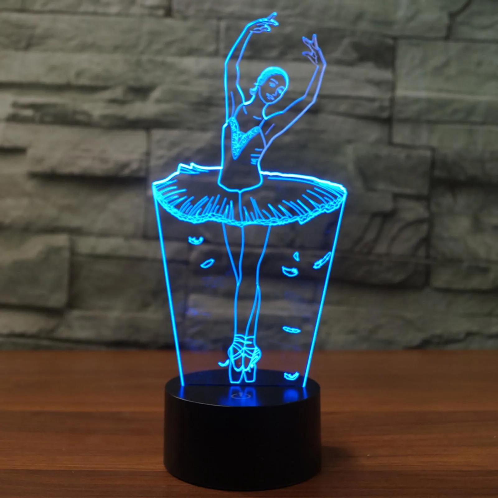 [BD63] LED Night Light Ballet Dance 3D Optical Lamp Bedside Table Lamps Bedroom