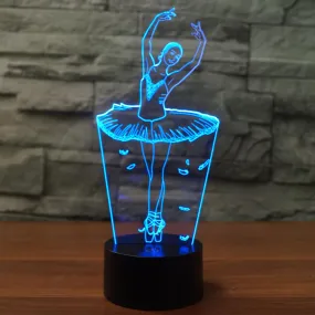 [BD63] LED Night Light Ballet Dance 3D Optical Lamp Bedside Table Lamps Bedroom