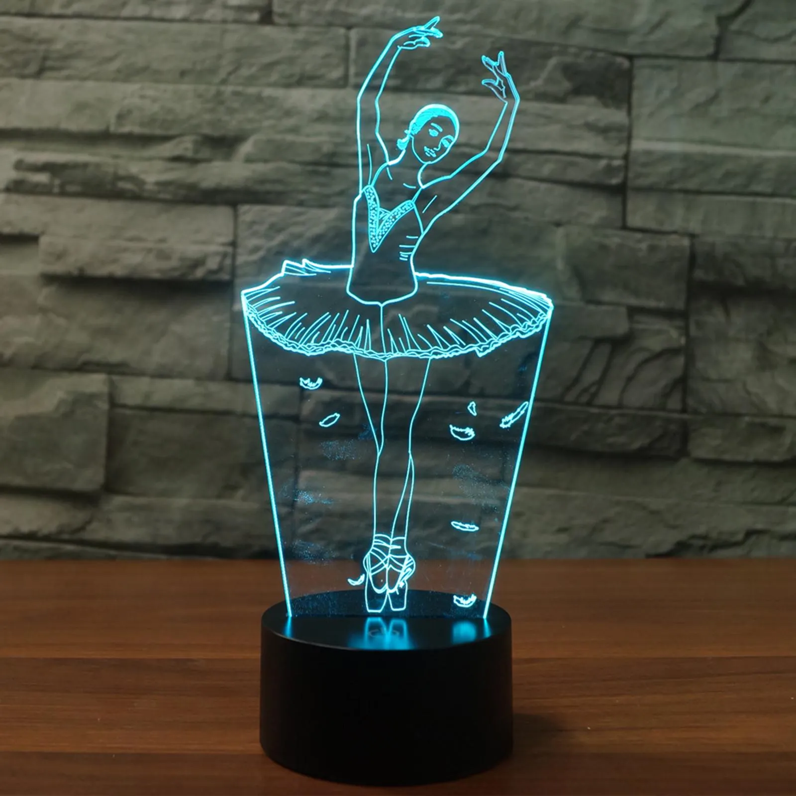 [BD63] LED Night Light Ballet Dance 3D Optical Lamp Bedside Table Lamps Bedroom