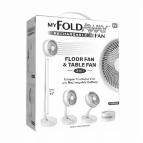 Bell Howell 7039 As Seen On TV My Foldaway Rechargeable Fan, White