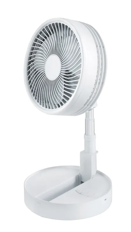 Bell Howell MY FOLDAWAY 7039 2-in-1 Rechargeable Floor and Table Fan, 3 V, Plastic Housing Material, White :EA: QUANTITY: 1