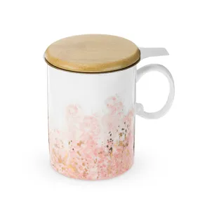 Bennett™ Pink Ceramic Tea Mug & Infuser by Pinky Up®