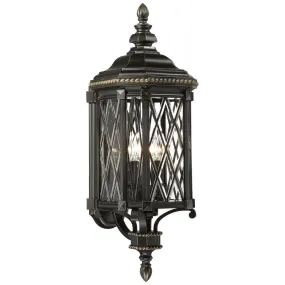 Bexley Manor 32 in. 4 Lights Outdoor Wall Lantern Black & Gold Finish