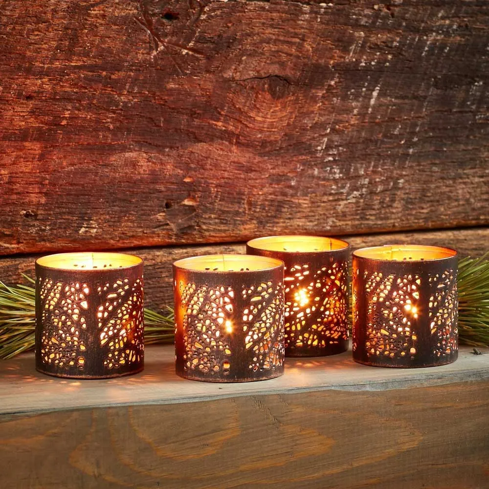 Birch Tree Cut-Out Tea Light Lanterns - Set of Four