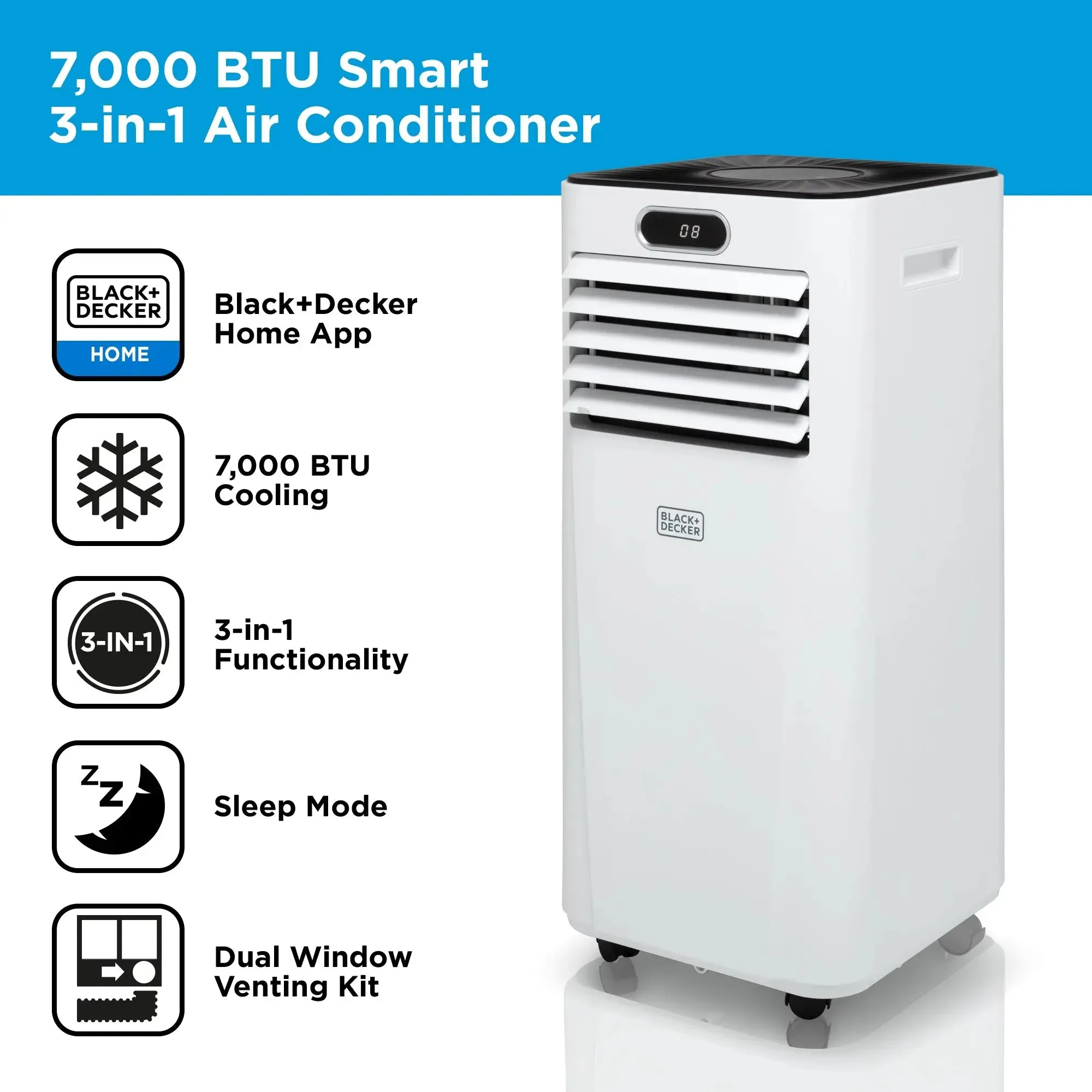 Black and Decker BXAC40024GB 7000BTU 3-in-1 Smart Portable Air Conditioner