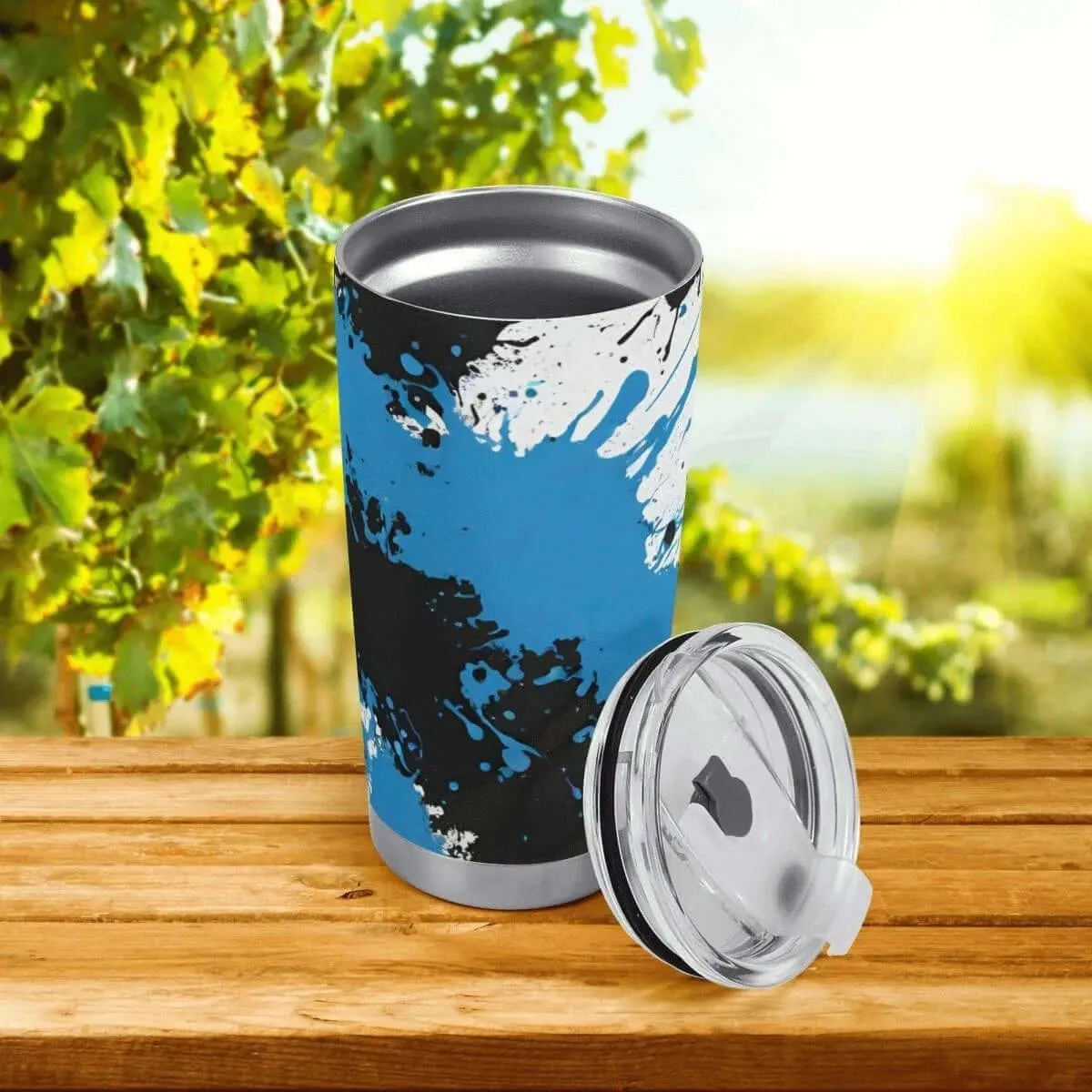 Black Blue Splatter Car Cup