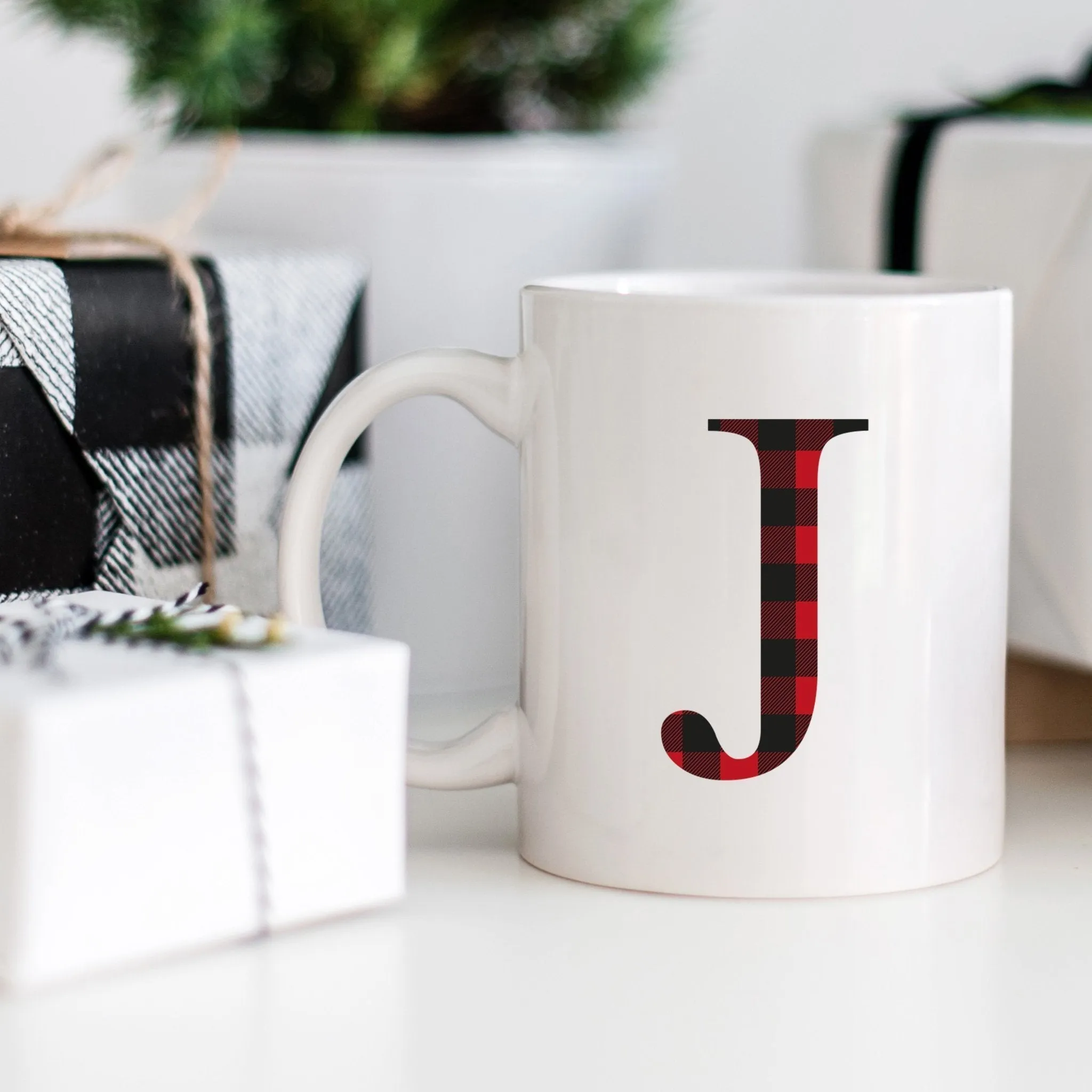 Buffalo Plaid Monogram Mug