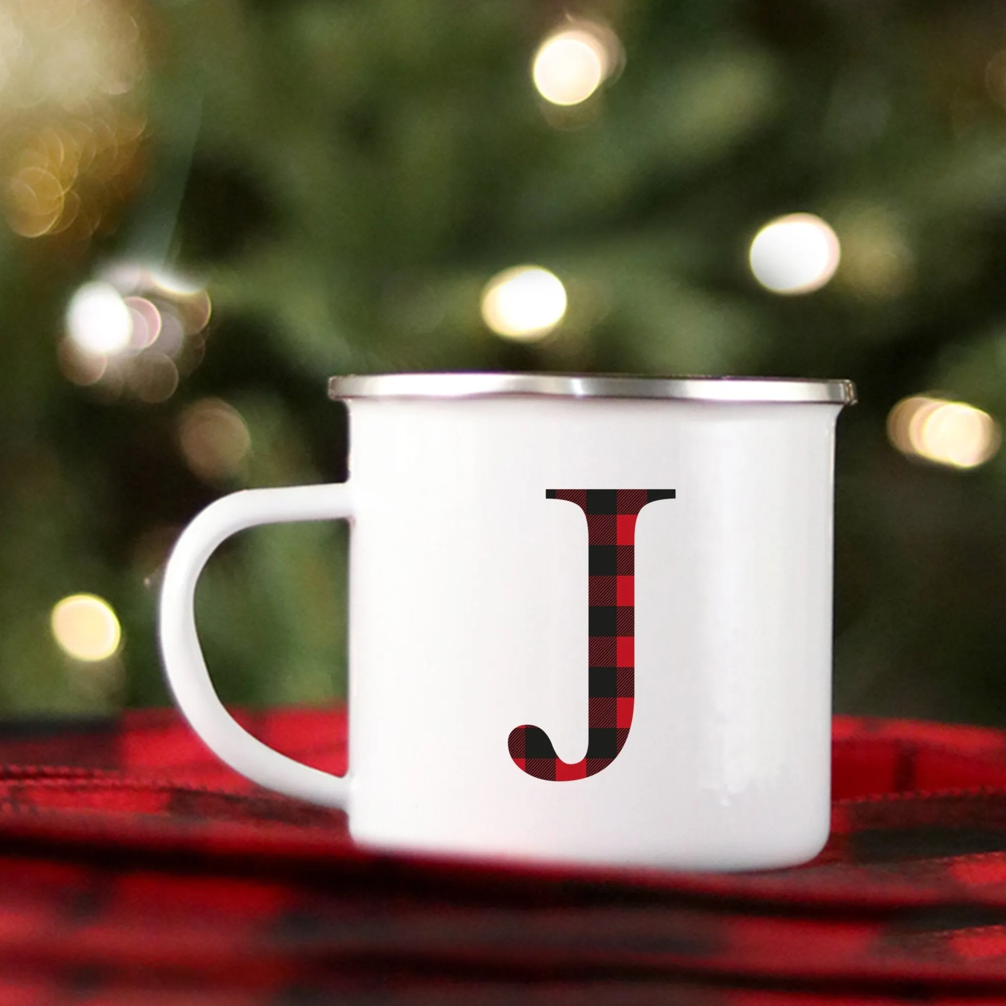 Buffalo Plaid Monogram Mug