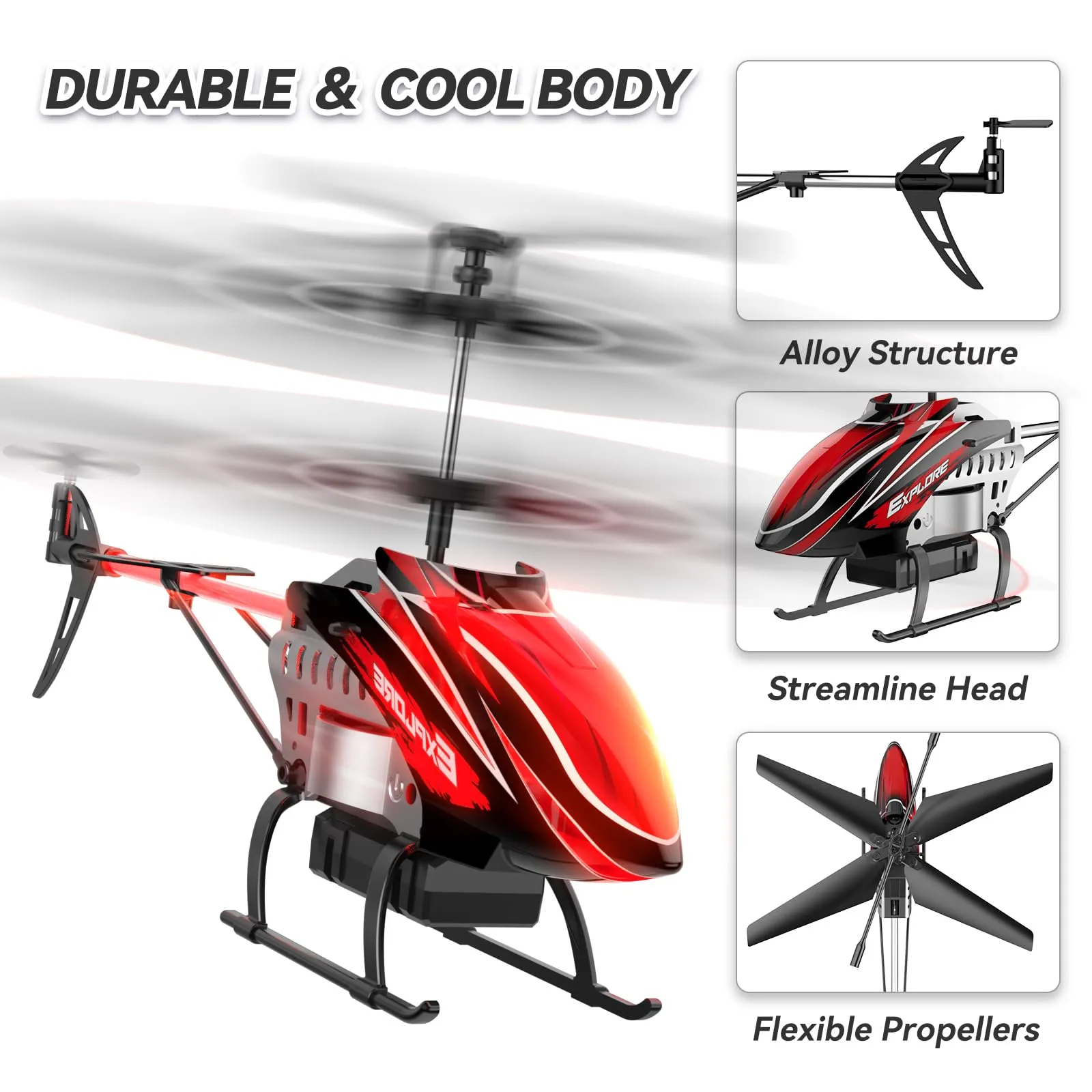 BUSSGO RC Helicopter, Remote Control Helicopter for Kids with 30Mins Flight(2 Batteries), 7 1 LED Light Modes, Altitude Hold, RC Toys for Boys Girls