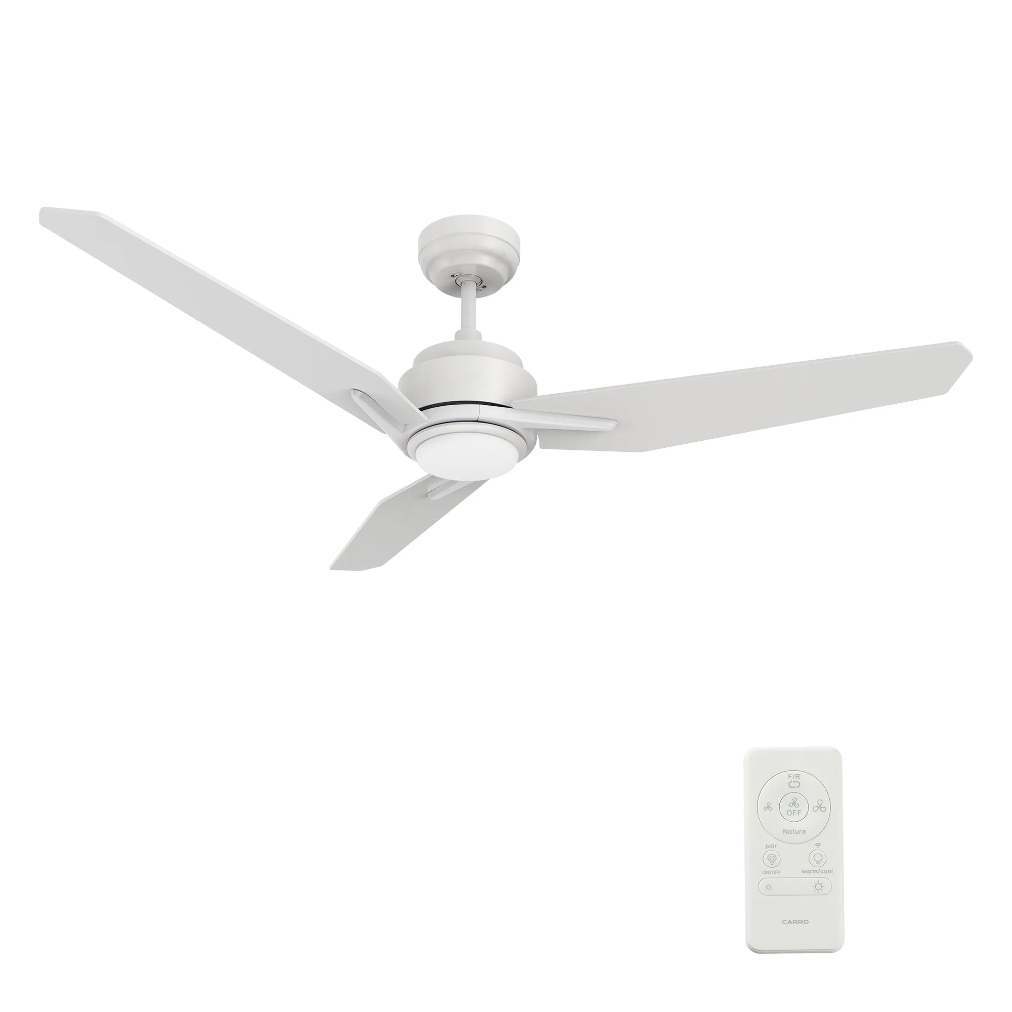 CALEN 56 inch 3-Blade Smart Ceiling Fan with LED Light Kit & Remote Control- White/White