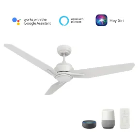 CALEN 56 inch 3-Blade Smart Ceiling Fan with LED Light Kit & Remote Control- White/White