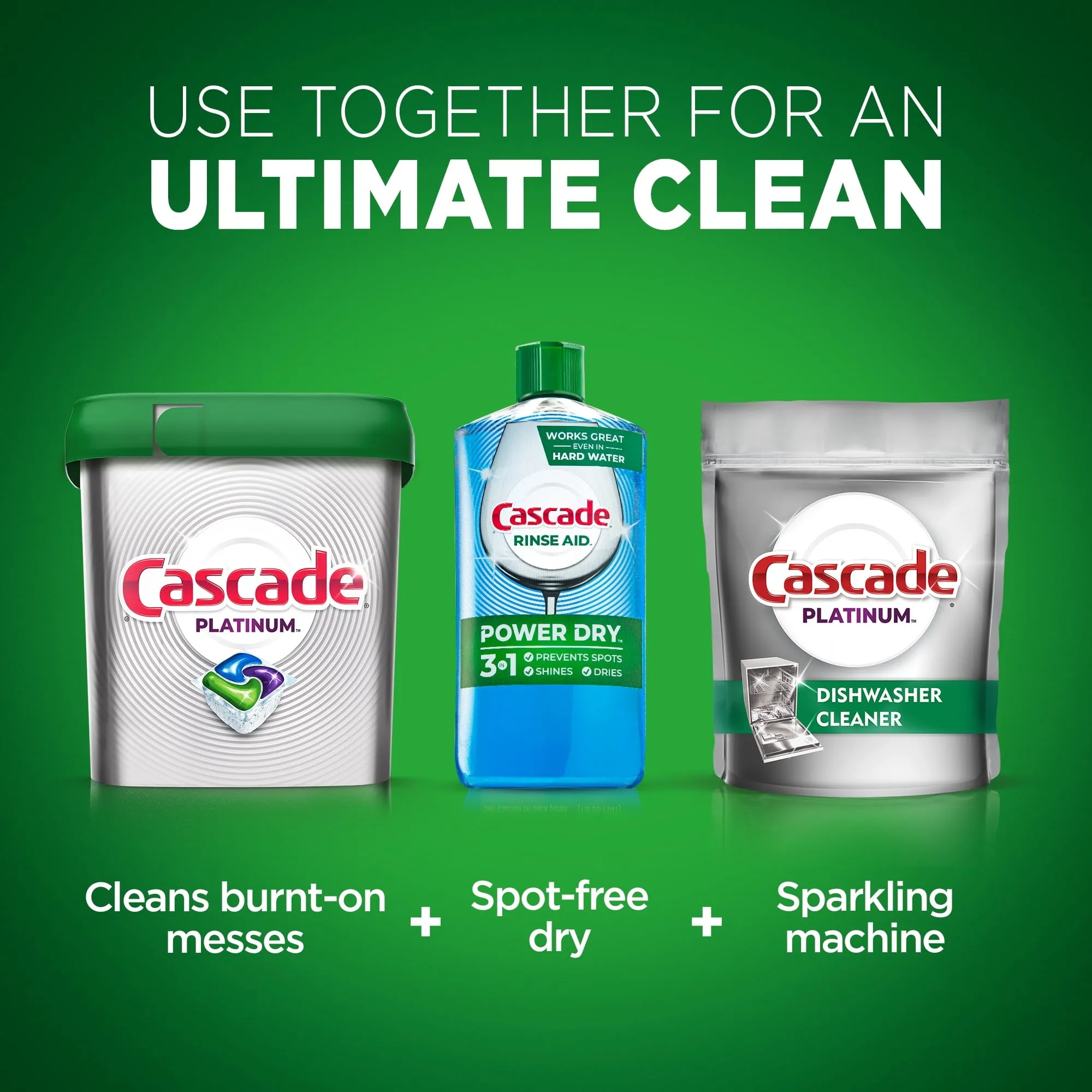 Cascade Platinum Dishwasher Cleaner Single Dose Pods, 3 Count